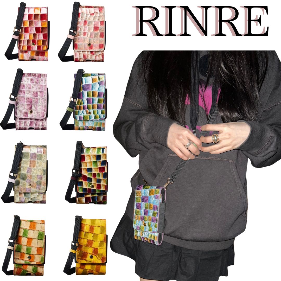 【 RINRE　】　リンレ スマホショルダー バッグ レディース　スマホポーチ ミニショルダー ステンドグラス 大容量 ショルダー　薄い ブランド カード フローレンス