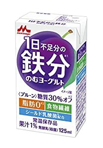 森永 1日不足分の鉄分 のむヨーグルト プルーン 125ml 【常温保存品 鉄分 食物繊維 乳酸菌配