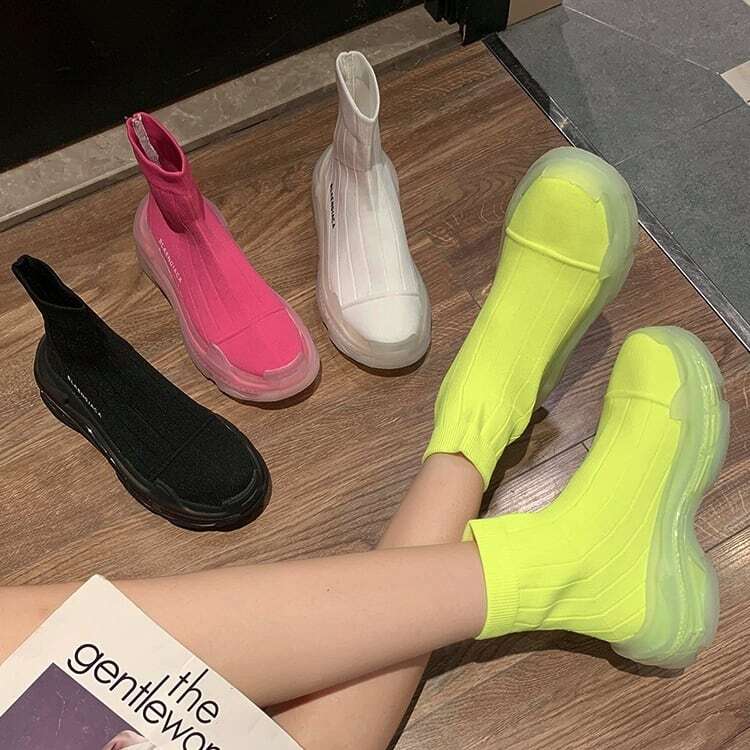 【送料無料】レディース ブーツ シューズ スニーカー ソックススニーカー ハイカット 厚底