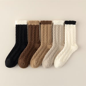 【1点ご購入 で10点プレゼントいたします】混色麻花中ストッキング厚手保温靴下レディースフロアソックス色系睡眠ストッキング