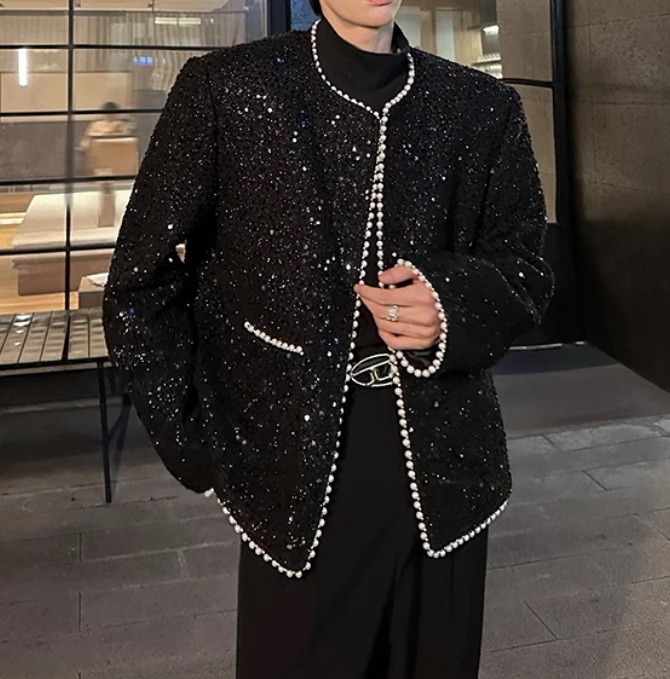 スパンコールアウター25新作ジャケット 韓国 ファッションメンズ 長袖 ジャケット通勤 J0