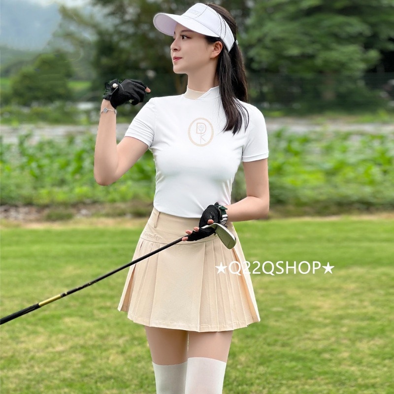 ゴルフウェア レディース スポーツウェア ゴルフスカート 半袖 スカート 上下セット 大きいサイズ カーキ 杏色 春夏 速乾 韓国風 INS おしゃれ 5,268円