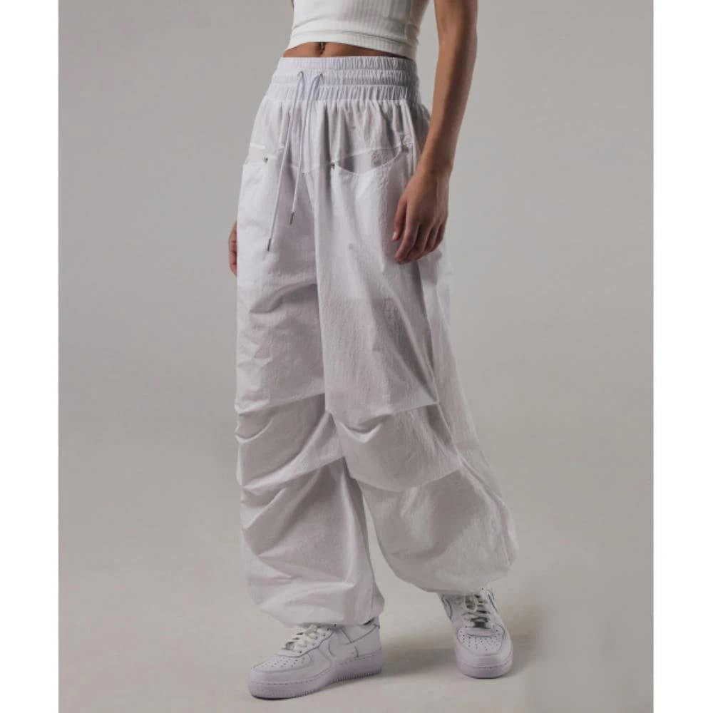 TREEMINGBIRD Round Rivet Nylon Setup Pants White TMB24