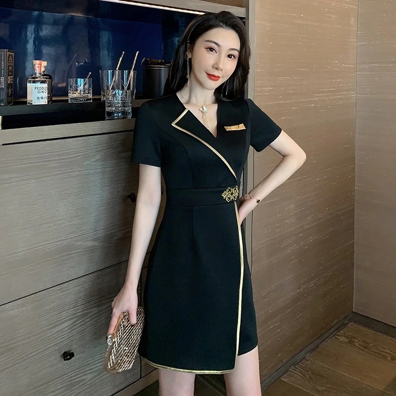 出荷が早いワンピース アップユニフォーム エステ サロン通勤 レディース 女性 制服おしゃれ 半袖ワンピース エステ制服 エステユニフォーム