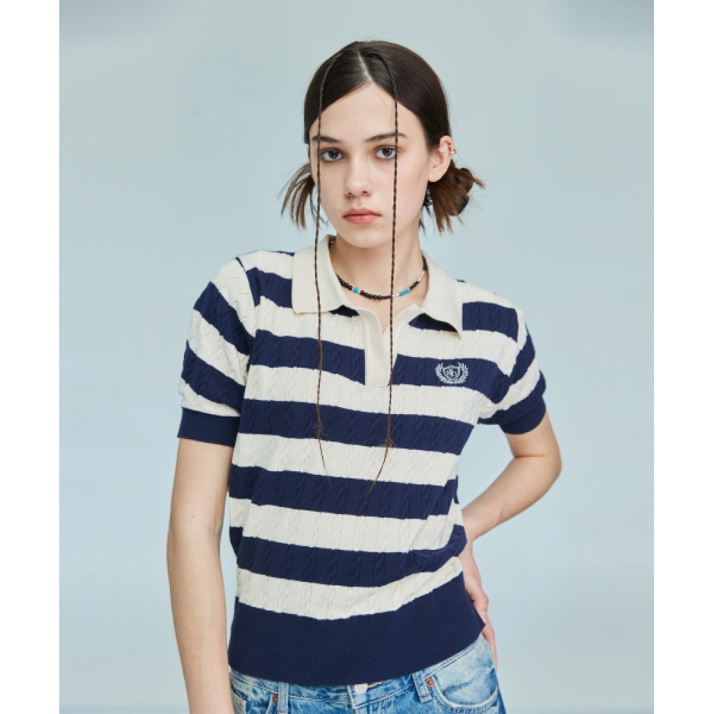 パルティジェント L10 ストライプパフニット (ネイビー)