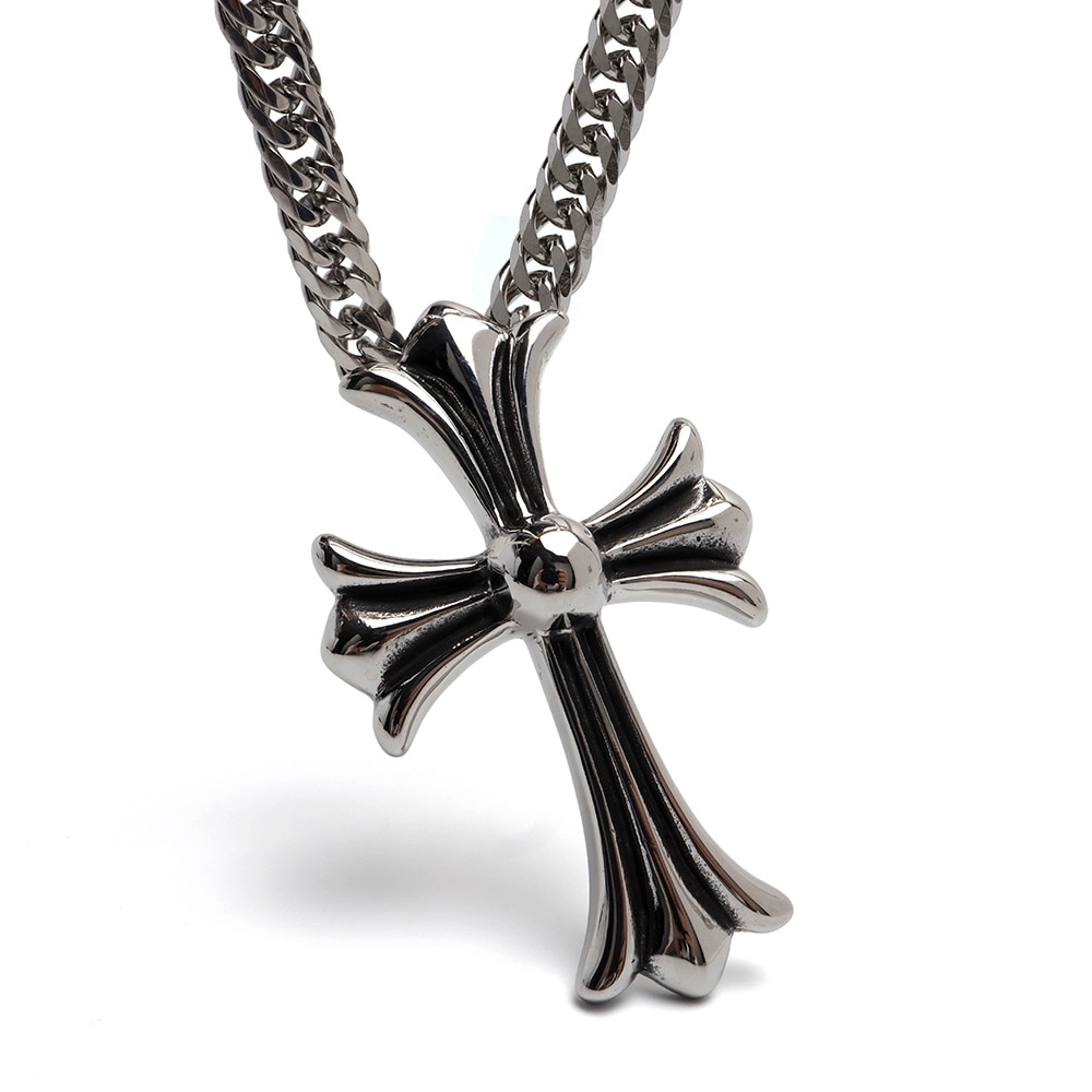 ステンレス 大ぶり クロスネックレス [nc073-n819-n348-7mm]