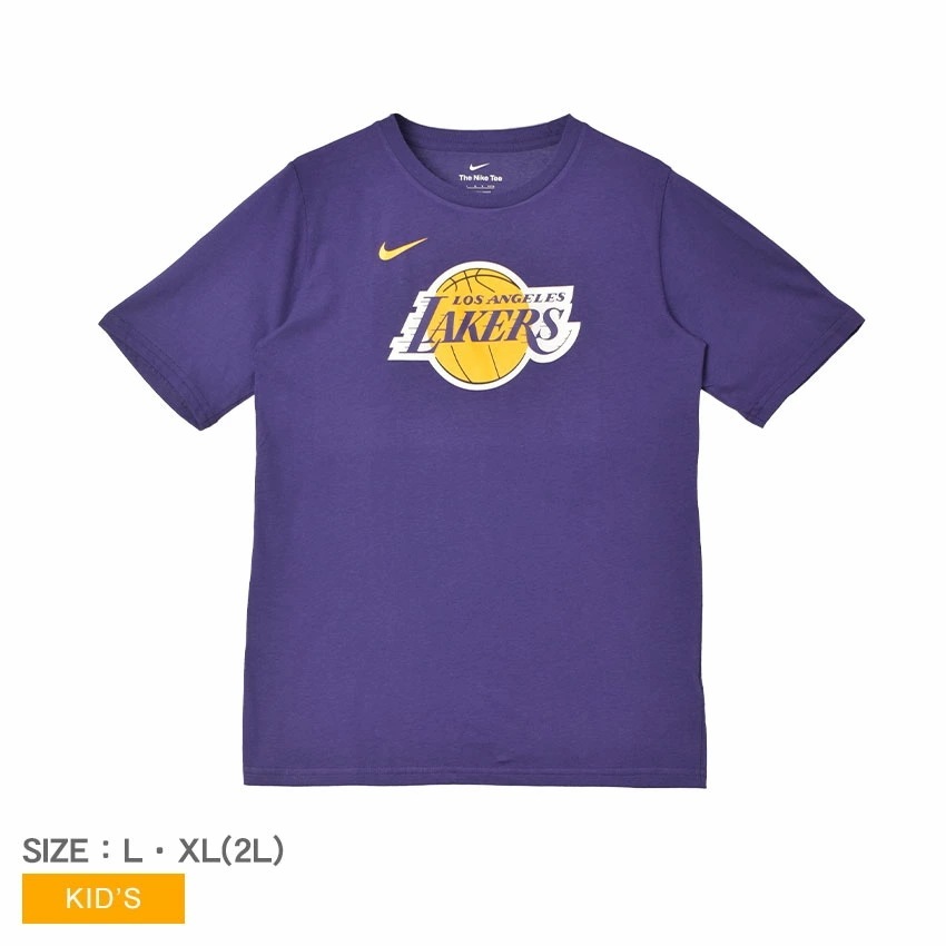 半袖Tシャツ キッズ ジュニア 子供 ESSENTIAL LOGO TEE パープル 紫 EZ2B7FGTQ プリント LOS ANGELES LAKERS NBA バスケットボール クルーネック
