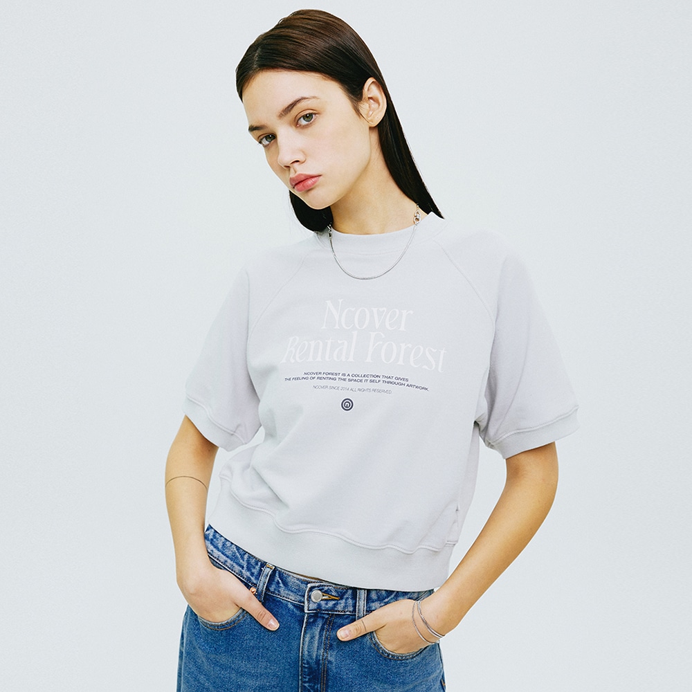 RENTAL FOREST TYPO HALF SWEATSHIRT-GREY