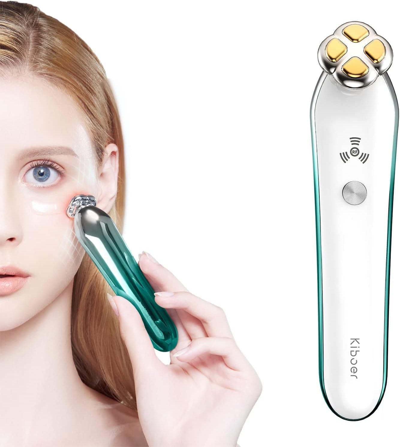 Kiboer 目元美顔器 目元ケア 美顔器 引き締まり 温熱ケア RF イオン導入 微電流 マイクロカレント ラジオ波 浸透率アップ 3Dヘッド 時短ケア フェイス 目元 顔 口元ケア 三段階調節