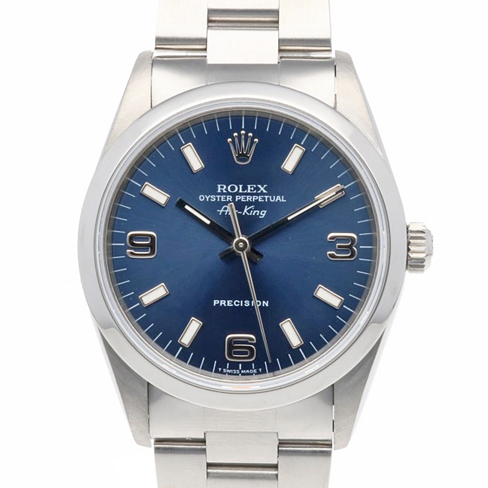 ロレックス エアキング オイスターパーペチュアル 腕時計 ステンレススチール 14000 自動巻き 1年保証 ROLEX 中古