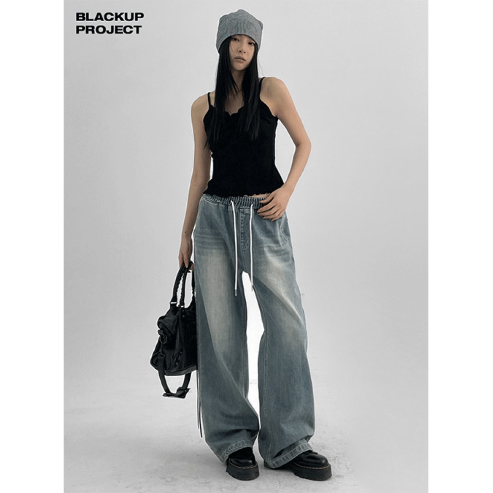 ブラックアップ [春新品] [MADE] McKidd ツーウェイバンディングデニムパンツ