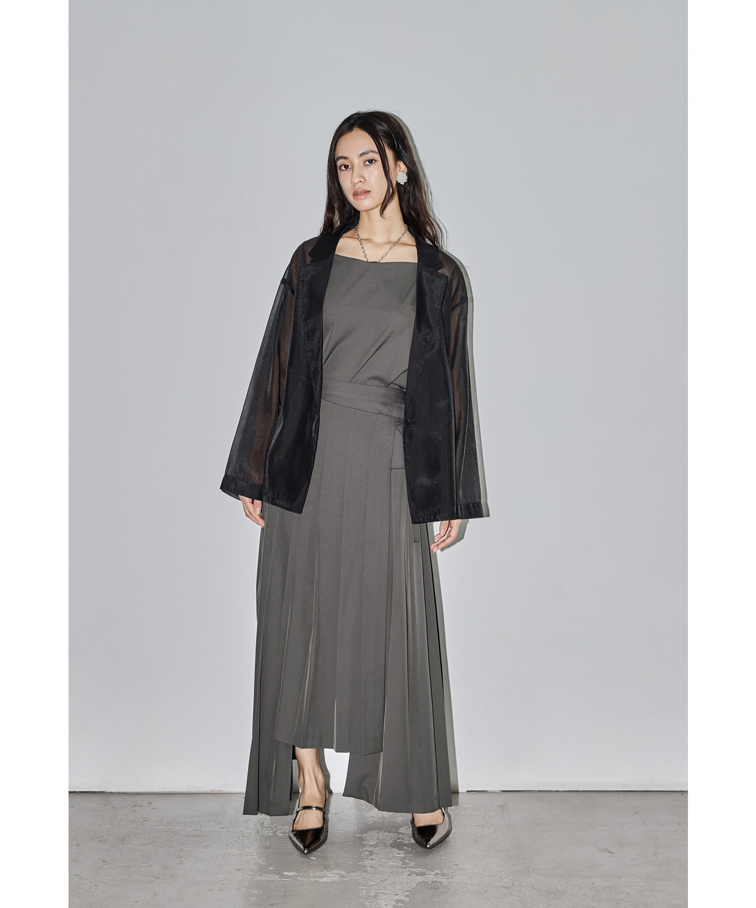 プリーツスカートシアージャケットセットアップ パーティードレス 結婚式 キャミソール トップス 3点セット セパレート お呼ばれ パーティー 二次会 披露宴 謝恩会 成人式 同窓会 入学式 卒業式