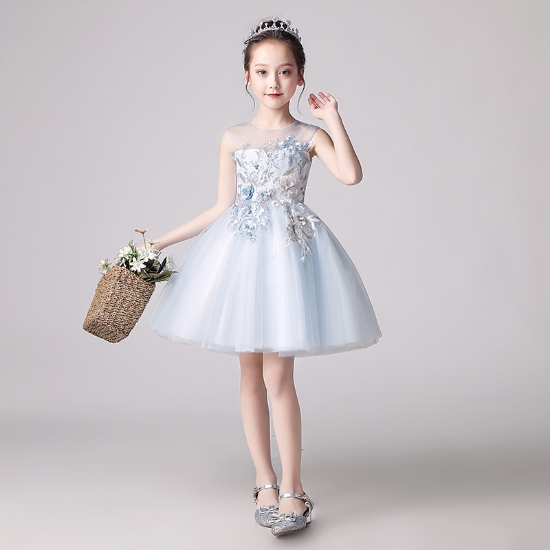 【1つ買うと10つ無料】子供用ドレスガールズドレスバースデーリトルフラワーショー服ホストウェディングプリンセスドレスガール