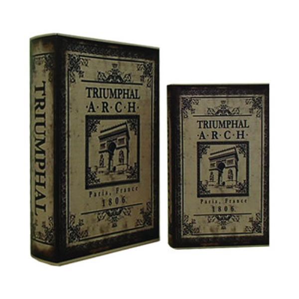 本型収納ボックス ブック 小物入れ ダミー 貴重品保管 アンティーク 重厚感 小道具 大小2点セット 3BB262