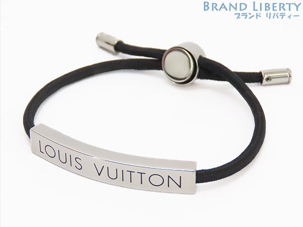 美品ルイヴィトンブラスレLVスペースコードブレスレットノワールブラックシルバーナイロンメタルM00273M67417