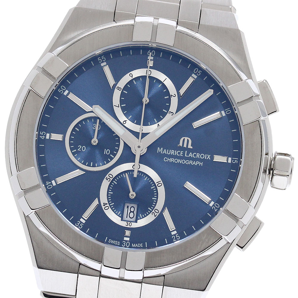 モーリスラクロア MAURICE LACROIX AI1118-SS002-4301-1 アイコン クロノグラフ デイト クォーツ メンズ 良品 内箱・保証書付き_955556【中古】