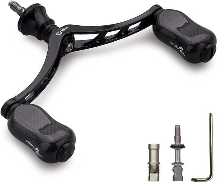 98mm リール ハンドル 21mm カーボン ノブ 搭載 シマノ ダイワ 通用 スピニングリール用 Gourd Series 825( ブラック)