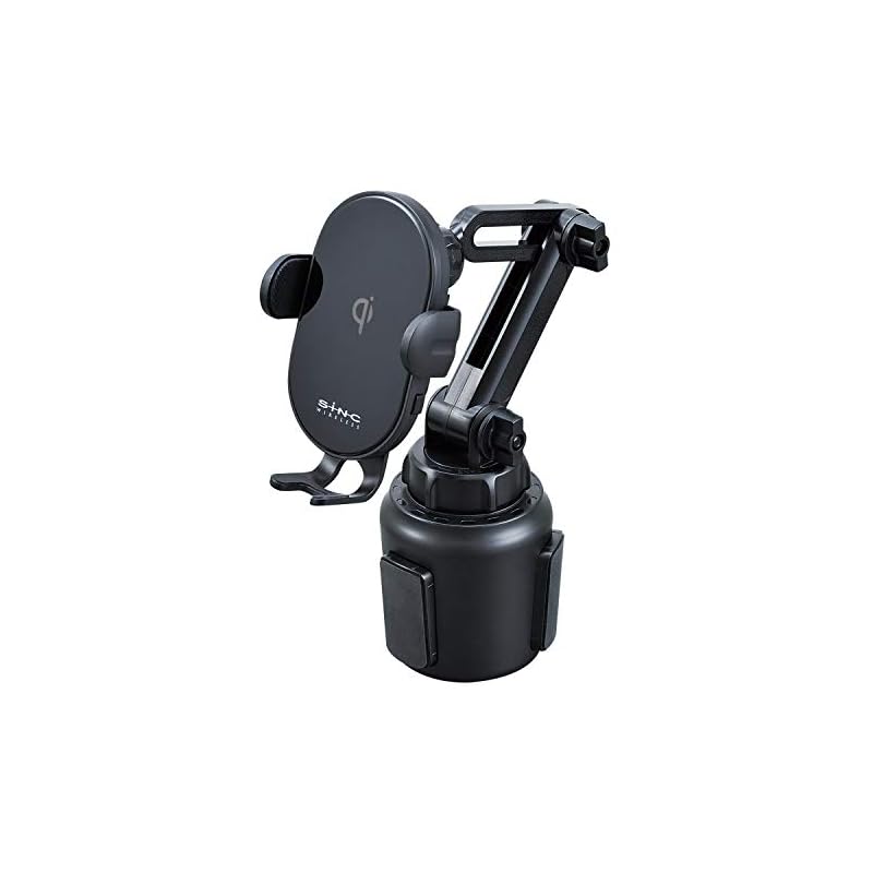 【3日以内発送】セイワ(SEIWA) 車内用品 スマホホルダー Qi ワイヤレス充電器搭載 ブラック D600 カップホルダー差し込み取付 USB Power Delivery入力 蓄電用キャパシタ内