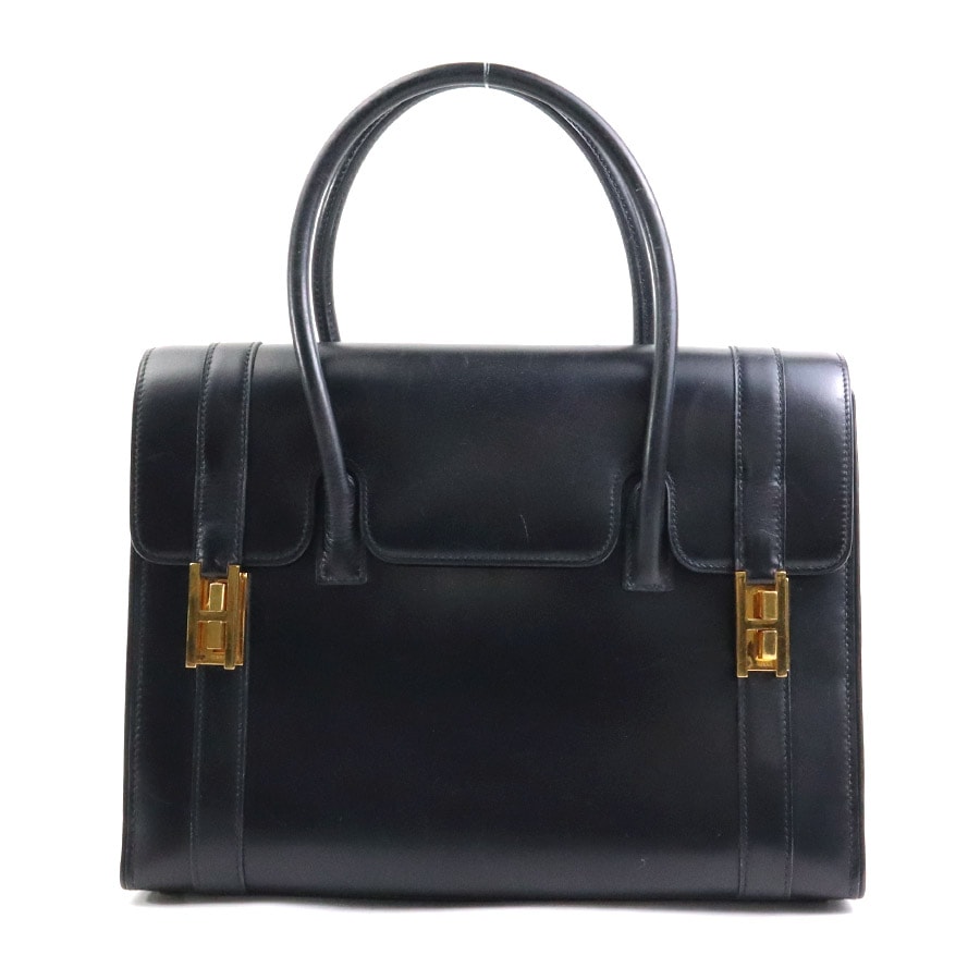 エルメス HERMES ハンドバッグ ドラッグ27 ボックスカーフ ブラック ゴールド レディース 90045a