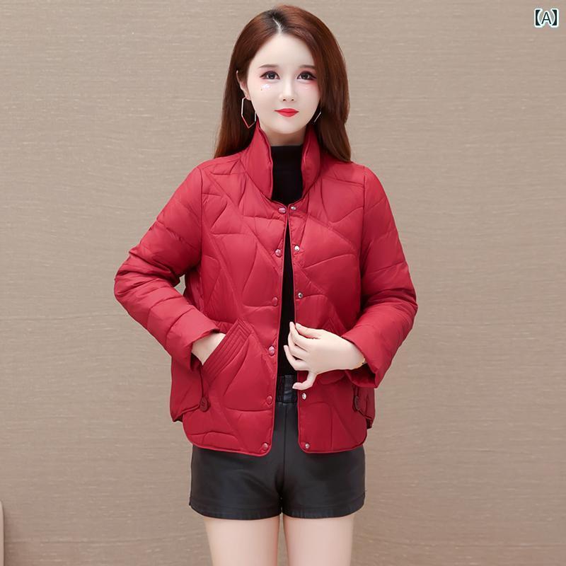 レディース ダウンジャケット ショート ダウン ジャケット 女性 ソリッドカラー 冬 リトル ママ ホワイトダックダウン