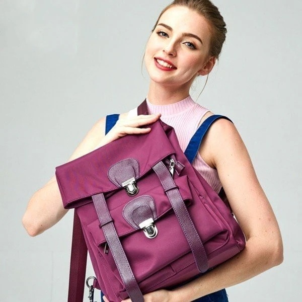 レディースバックパックリュック リュックサック コットンキャンパス レトロ おしゃれ フラップリュ