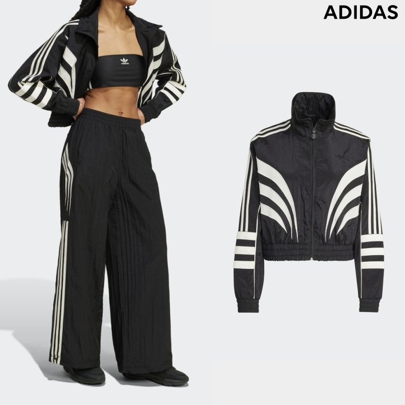 [ADIDAS] アディダス レディース アトランタ カットライン ルーズナイロン トラックトップ / ATLANTA BLACK