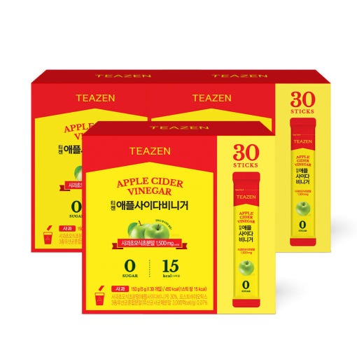 【Teazen】 アップルサイダービネガー, 5g, 90包 りんご酢 / 発酵ドリンク / 糖質ゼロ / 低カロリー / 乳酸菌