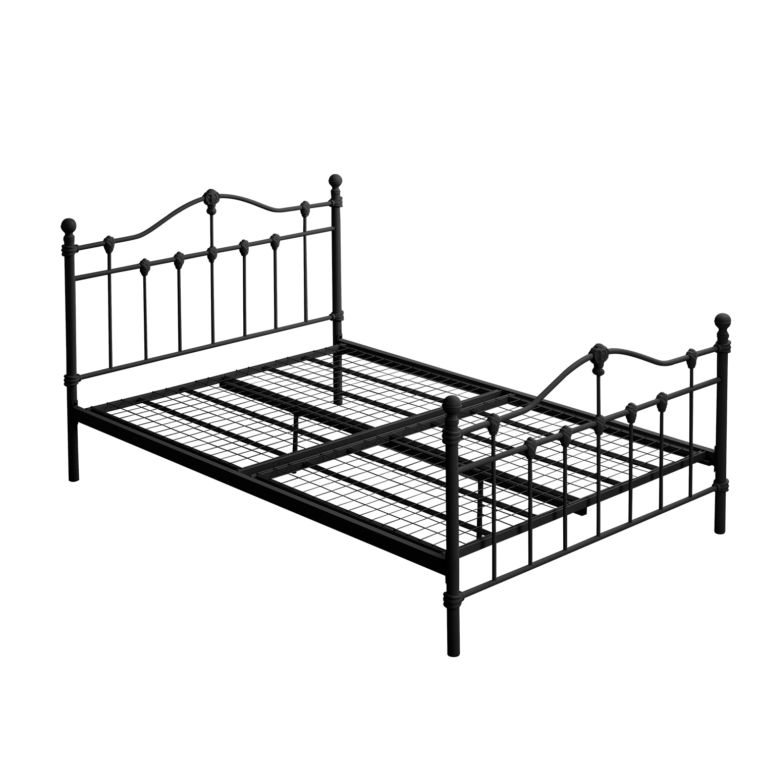 ダブル ベッド 白 パイプベッド エレガント フレンチ風 ベッドフレーム 通気性 頑丈 ヨーロピアン調 アンティーク調 姫 プリンセス D