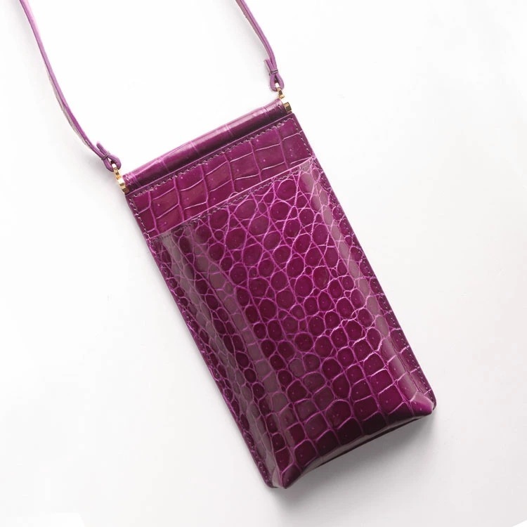 クロコダイルスマホポーチポシェットシャイニング加工
