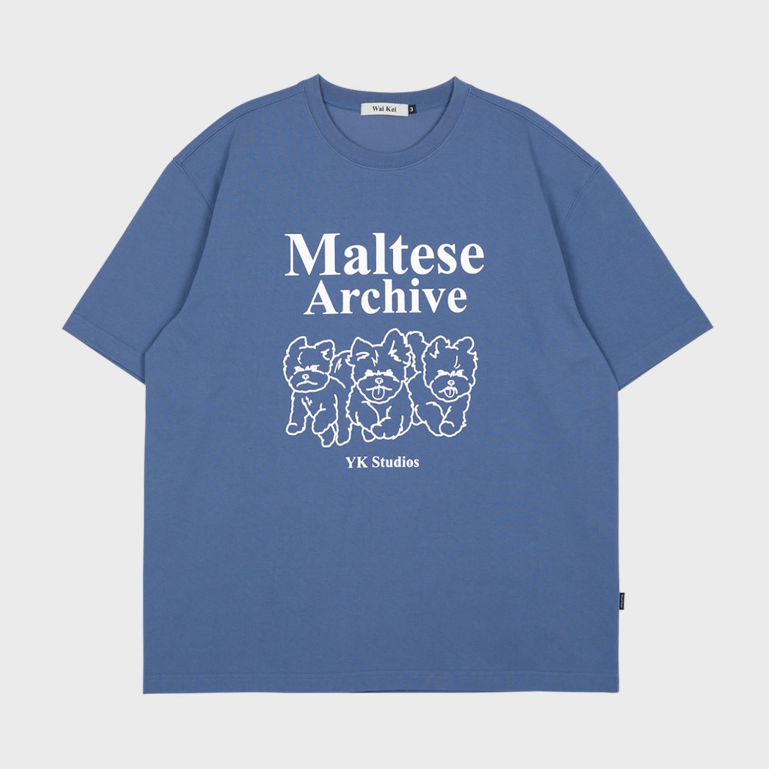 Maltese archive line graphic half sleeve tshirts DUST BLUE