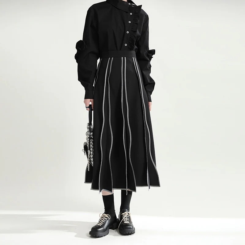 2025秋服 不規則な波スカート マキシスカート マキシスカート スカート ロングスカート タイトスカート マーメイドスカート フレアスカート 韓国ファッション レディースプリーツスカート