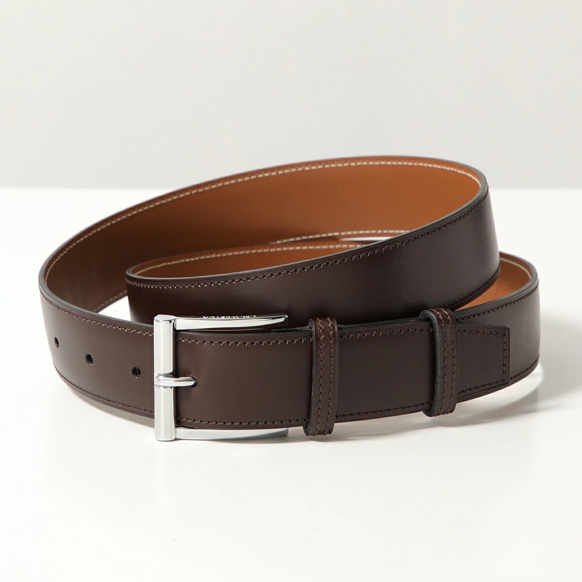 J.M.WESTON ジェイエムウエストン ベルト 703515400S00 メンズ レザー ゴ メタルバックル ダークブラウン