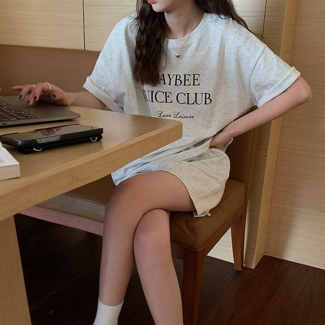 【送料無料】レディース ロゴスウェットセットアップ トップス + ショートパンツ 2点セット