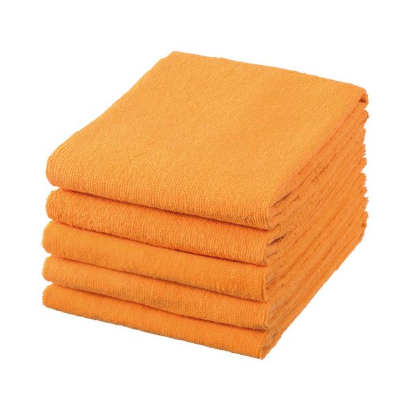 (まとめ)三和 業務用スレン染めフェイスタオルゴールド VN240GO-TN 1パック(5枚)(×10セット)