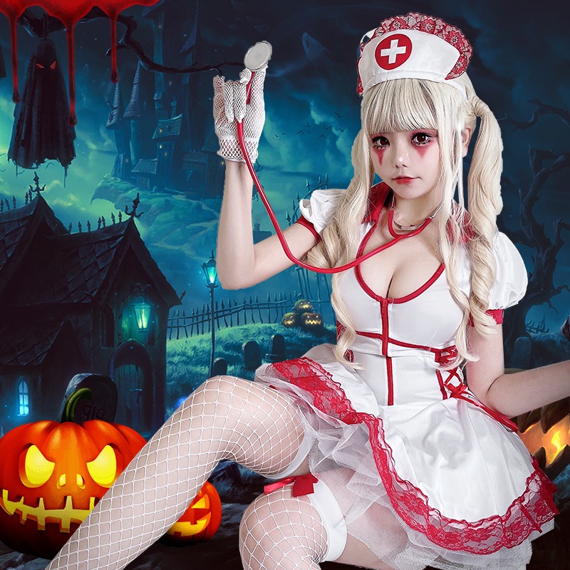 ハロウィン大人用コスチューム メアリーナースドレス ホラーゾンビコスチューム ドクターコスチューム セクシーホットガールパフォーマンスコスチューム