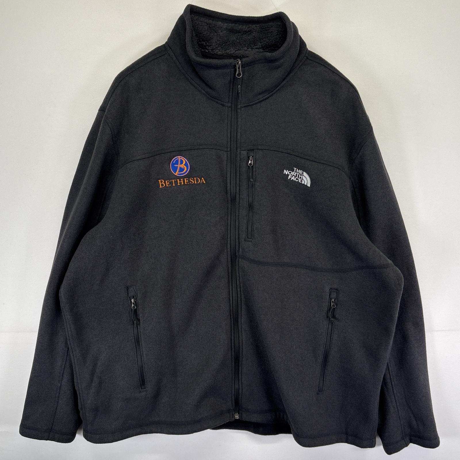 古着 フルジップフリースジャケット 大きいサイズ ワンポイント ベターセータータイプ XXXL ブラック系 メンズ