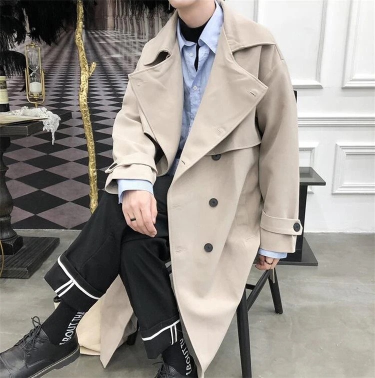 限定数量セール!! 早い者勝ち 韓国ファッション 中長セクション パーカー ゆったり ひざ越し ダブルブレスト かっこいい コート トレンド 百掛け 気質 大人気