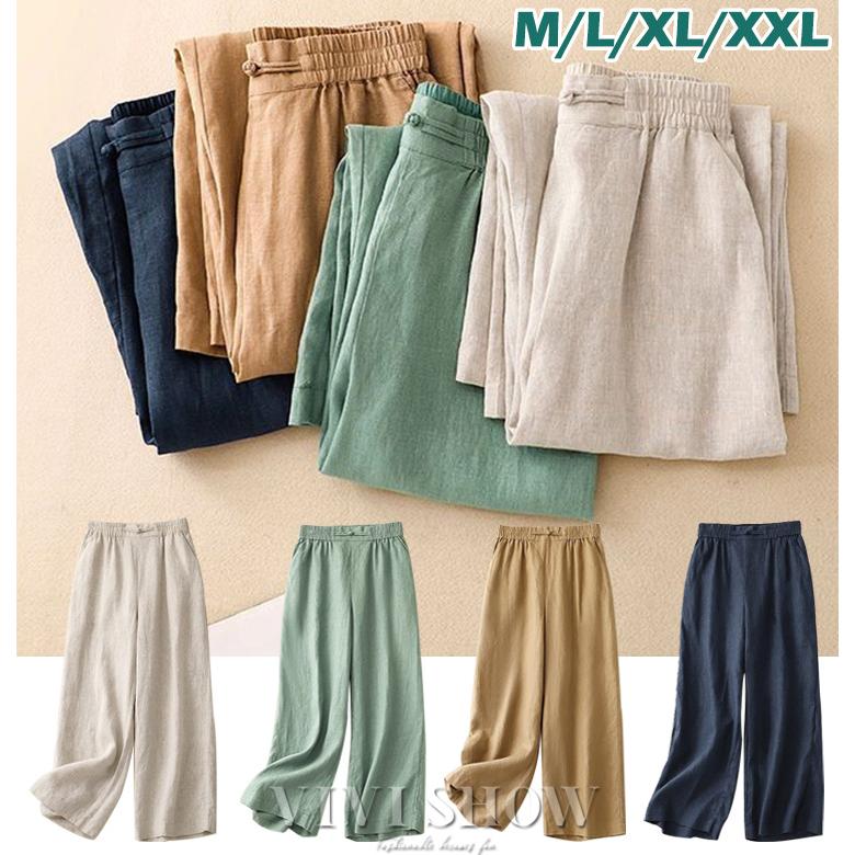 [新品入荷]ワイドパンツ 綿麻ワイドパンツ リネン風 ボトムス 麻綿パンツ ガウチョパンツ レディース 体型カバー ナチュラルな風合い ゆったり
