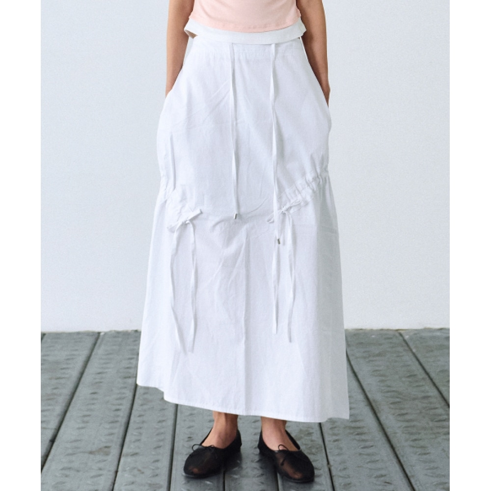 ニック&ニコールトラックシャーリングロングスカート_ホワイト 15,569円