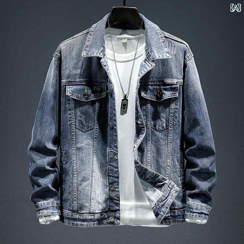 メンズ ファッション 軽量 涼しい カラー レター 刺繍 デニムジャケット 春秋 カジュアル トップス高 ストレッチ レトロ ジャケット 19,618円