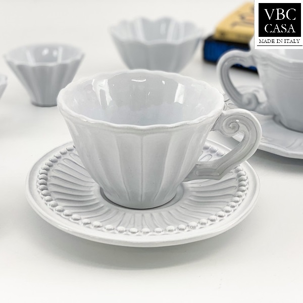 [VBC CASA] Incanto Stripe Tea Cup + Saucer マグ 食器セット 韓国人気 家の贈り物 誕生日プレゼント キッチン用品 陶器 高級インテリア