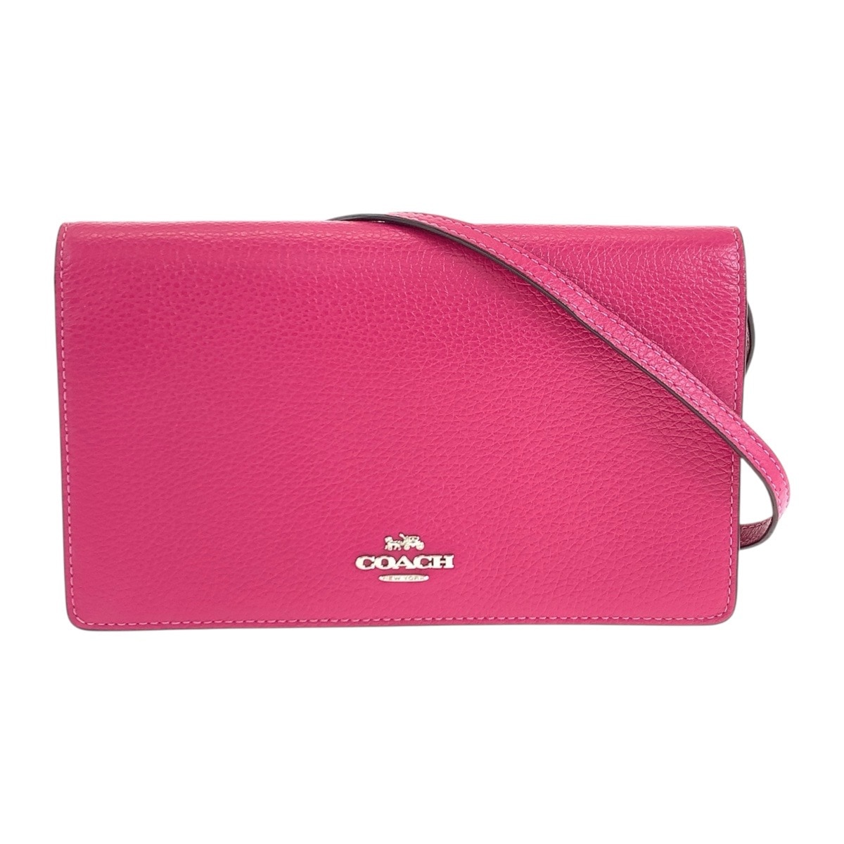 美品 ピンク シルバー金具 レザー F30256 ショルダーバッグ ショルダーウォレット レディース 504603