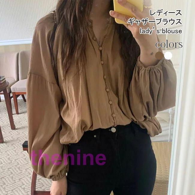 安い商品 今日だけ ブラウス 長袖 レディース ギャザーブラウス ゆったり カジュアルシャツ 春 大人可愛い 長袖ブラウス レトロ 秋 トップス 長袖シャツ 体型カバー ドロップショル 3枚購入で35