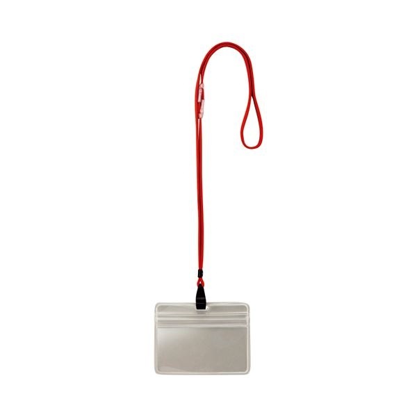 【初回限定お試し価格】 （まとめ） TANOSEE 5セット 1パック（10個） 赤 防水チャック付 吊下げ名札 筆記具