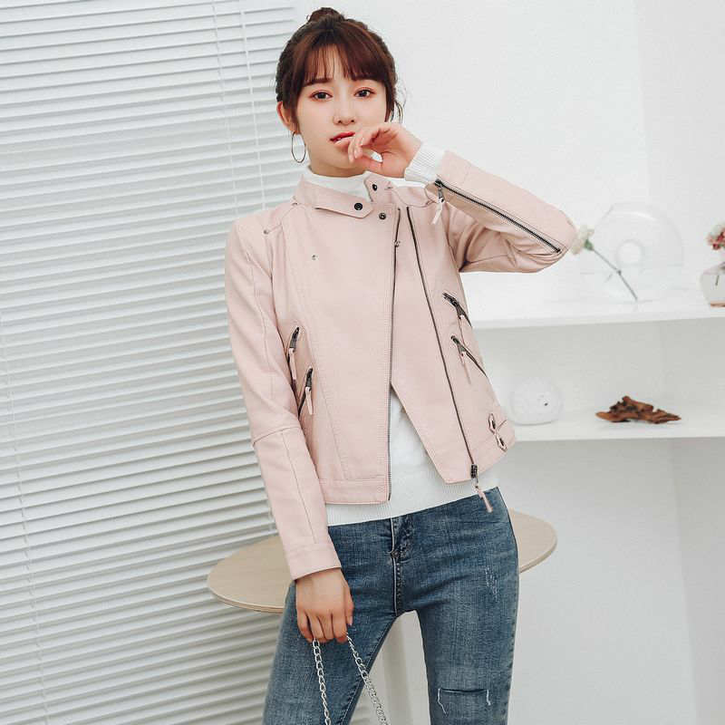 レディース 韓国ファッション PUレザージャケット ライダースジャケット ダブル アウター 長袖
