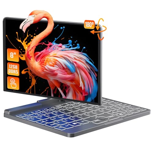 SERYUB Pocket 8インチ小型ノートパソコン/2in1タッチスクリー モバイルPC 2軸ヒンジ180回転 780ｇ / Alder Lake-N100/12GB DDR5/Windows