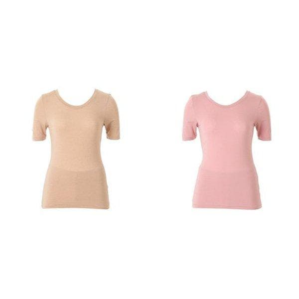 [] WLG2552A ソフトな肌触りのすっきりとしたデザイン 高級カシミア 女性 3部袖 インナーウェア 2枚セット