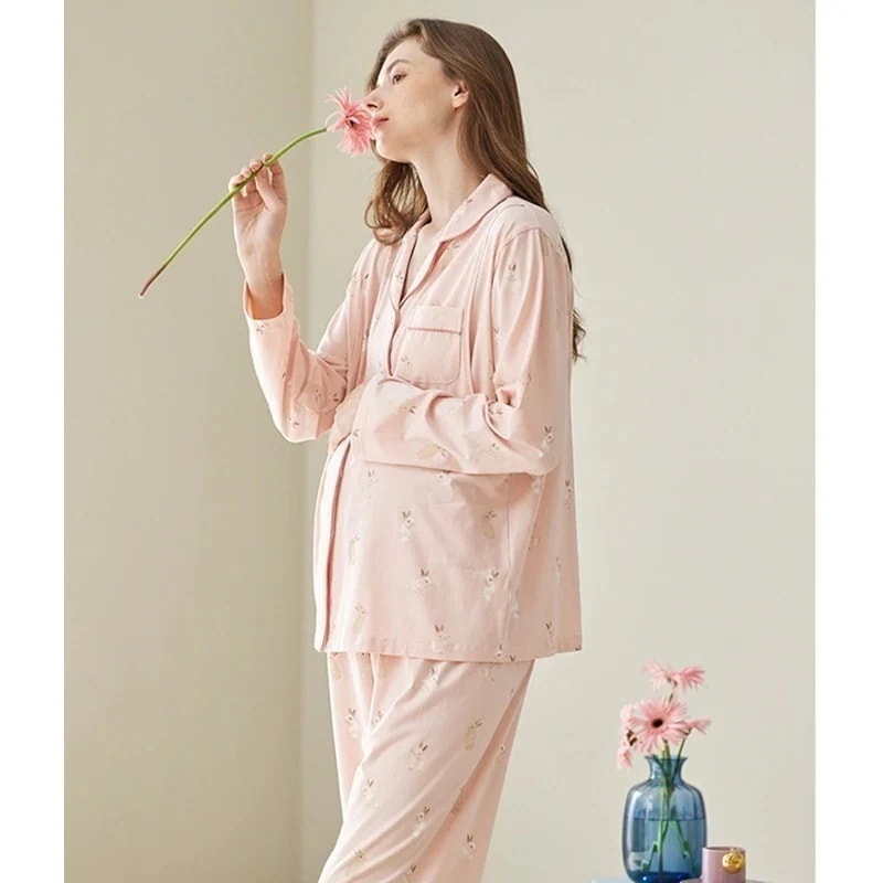 マタニティ・ナイトウェアコットンマタニティパジャマ ホームウェアセット