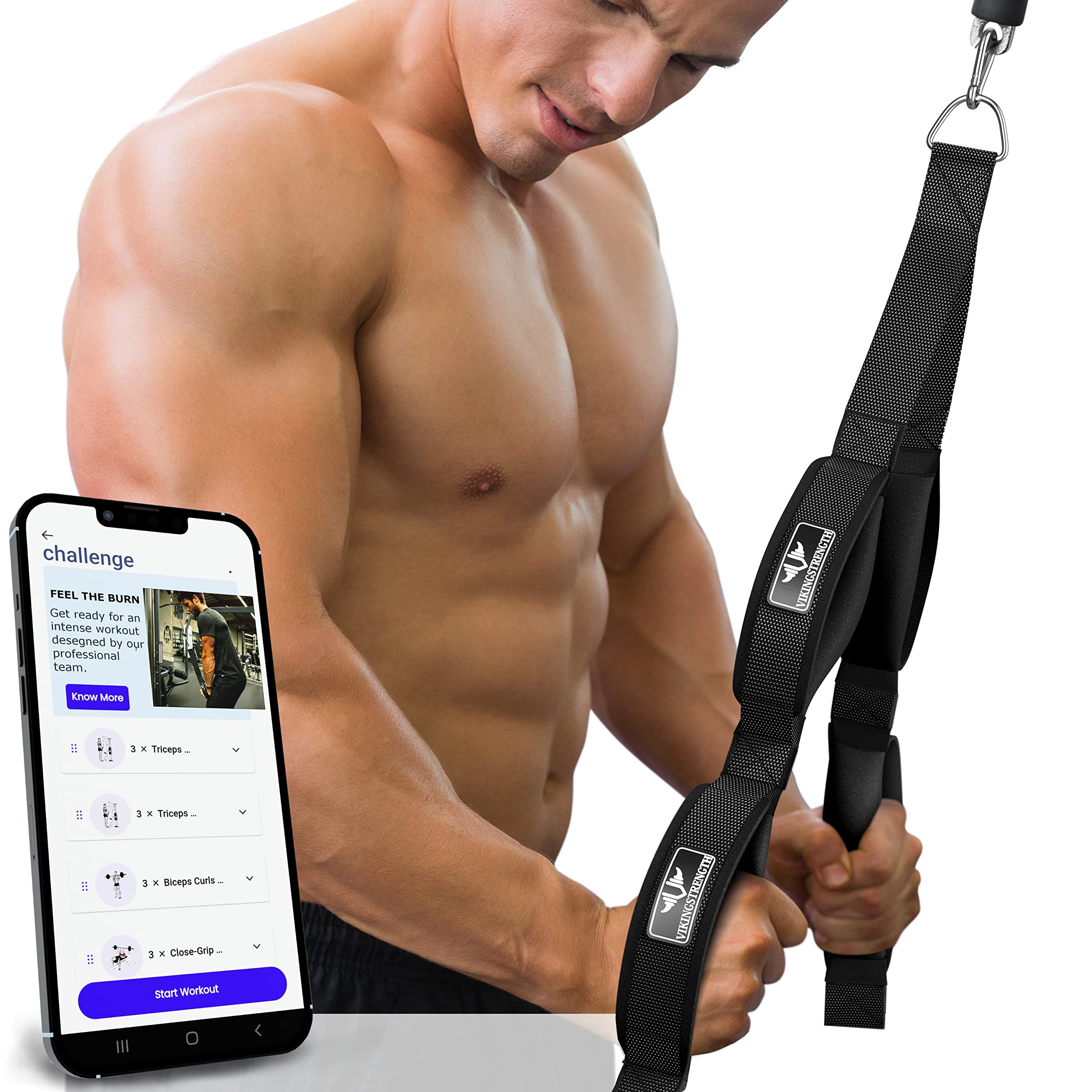 三頭筋ロープ ケーブルアタッチメント トライセットロープ ラットプル フィットネス V-Strengthトレーニングアプリ