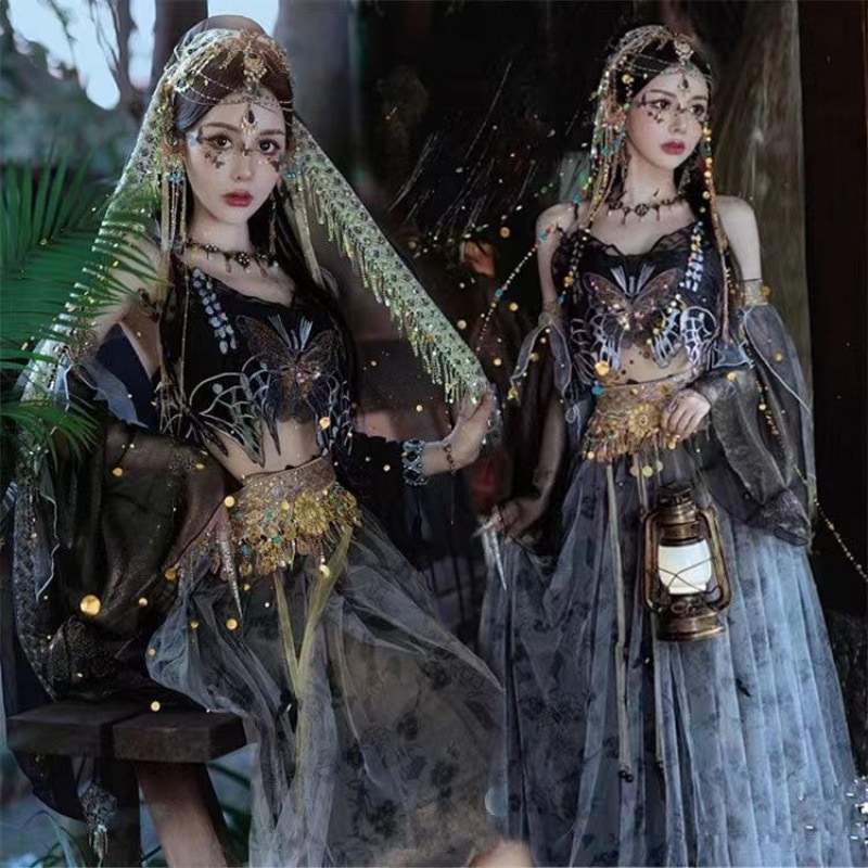 敦煌飛天舞踏服漢服西域風情演出服写真古風女装